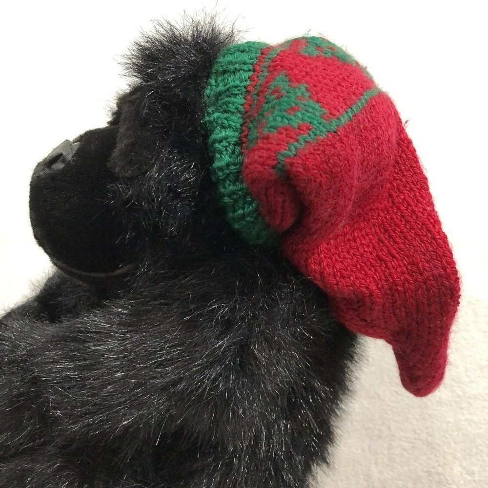 Mty Christmas Gorilla Plush 11” Monkey Ape Black Chubby Winter Beanie Hat Hairy - Picture 8 of 10